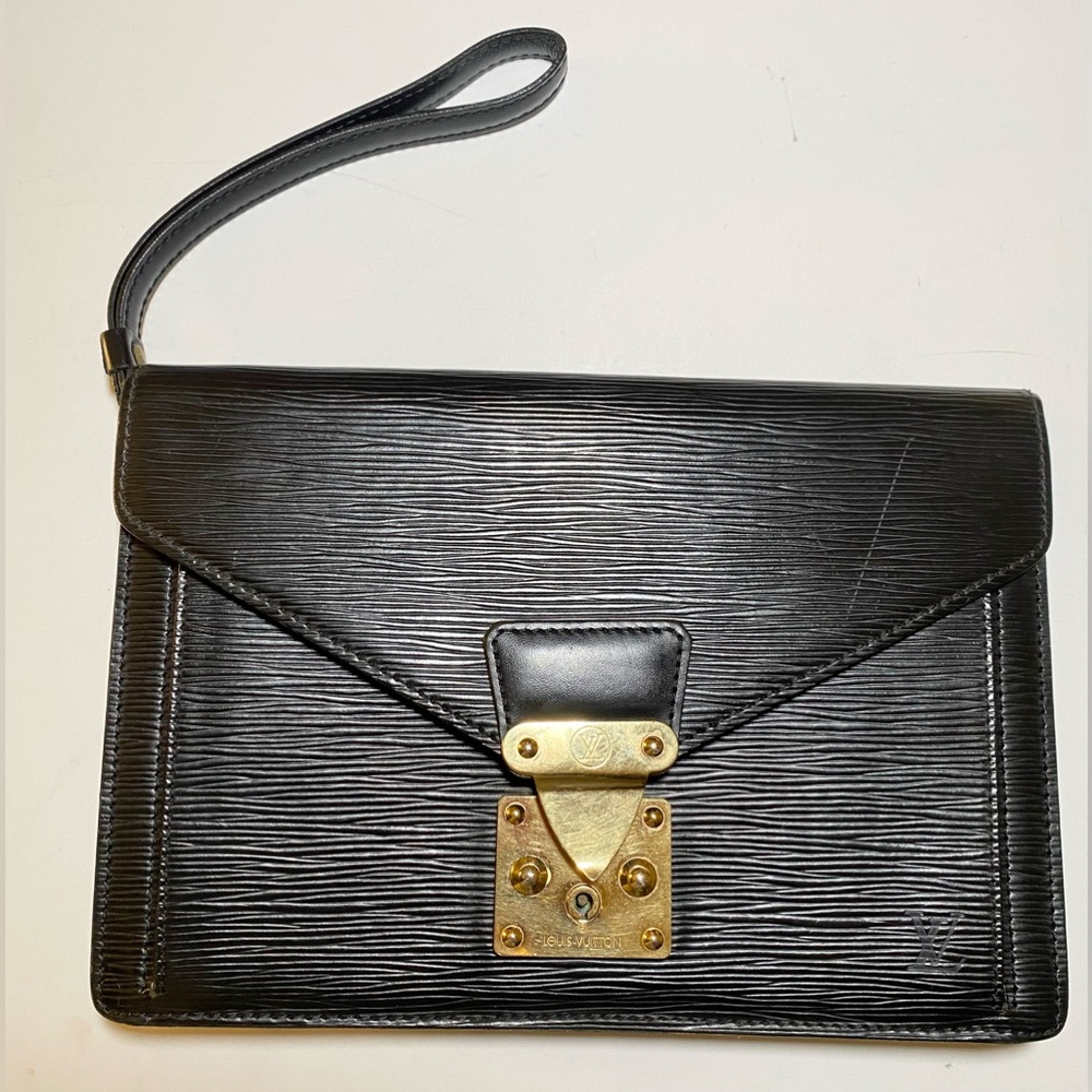 LOUIS VUITTON😍 Epi Pochette Sellier Dragonne Clutch Black - Picture 3 of 6